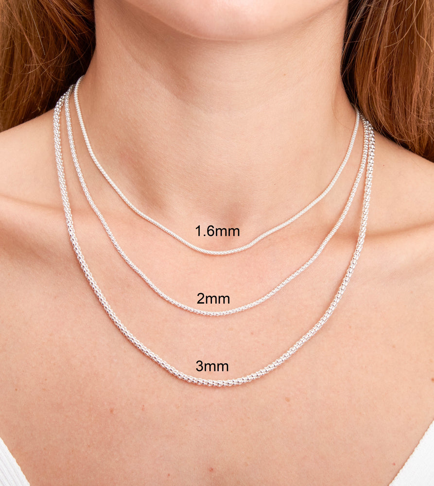 Silver Coreana Popcorn Chain Necklace - 14K  - Olive & Chain Fine Jewelry