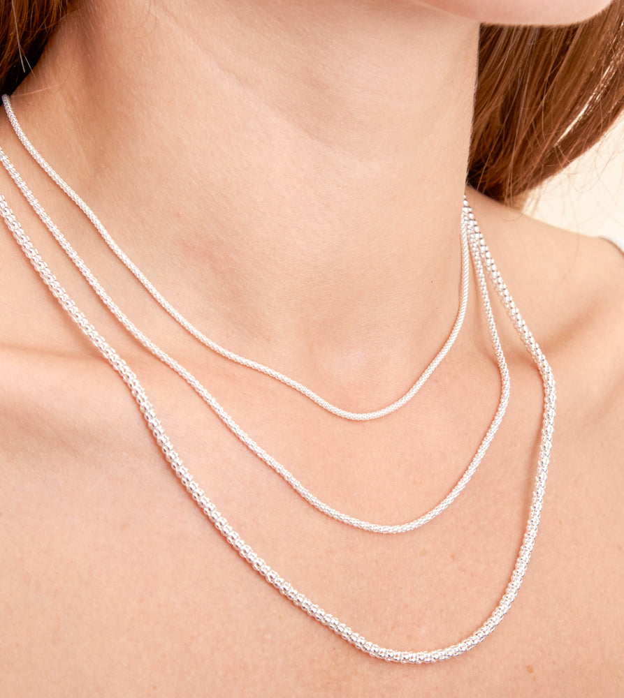 Silver Coreana Popcorn Chain Necklace - 14K  - Olive & Chain Fine Jewelry
