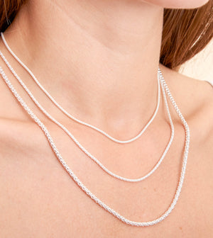 Silver Coreana Popcorn Chain Necklace - 14K  - Olive & Chain Fine Jewelry