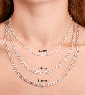 Silver Open Link Chain Necklace - 14K  - Olive & Chain Fine Jewelry