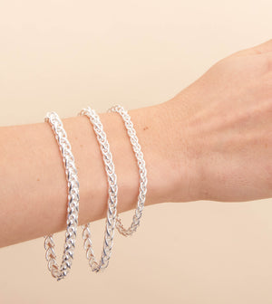 Silver Wheat Spiga Chain Bracelet - 14K  - Olive & Chain Fine Jewelry