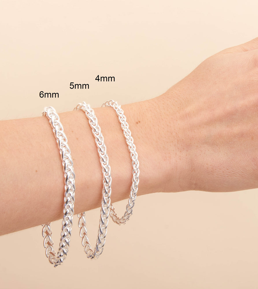Silver Wheat Spiga Chain Bracelet - 14K  - Olive & Chain Fine Jewelry