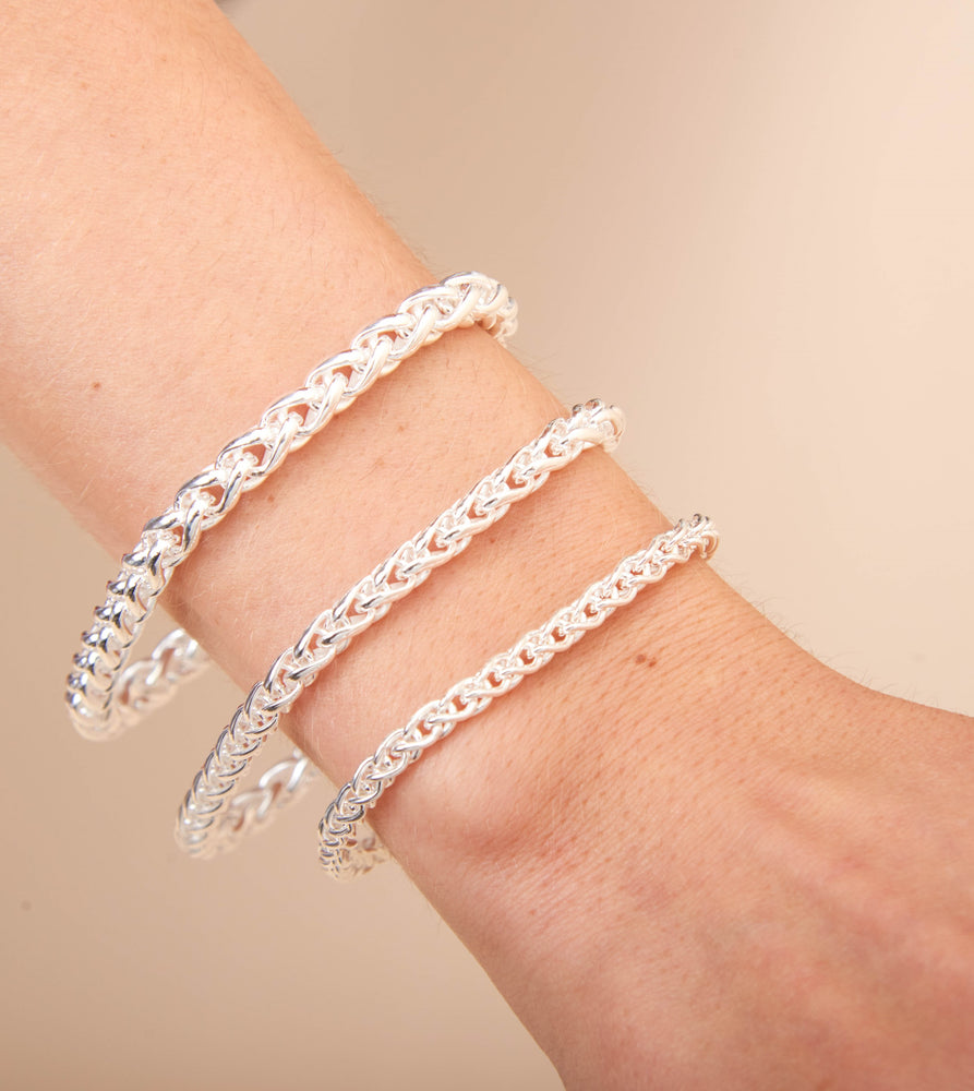 Silver Wheat Spiga Chain Bracelet - 14K  - Olive & Chain Fine Jewelry