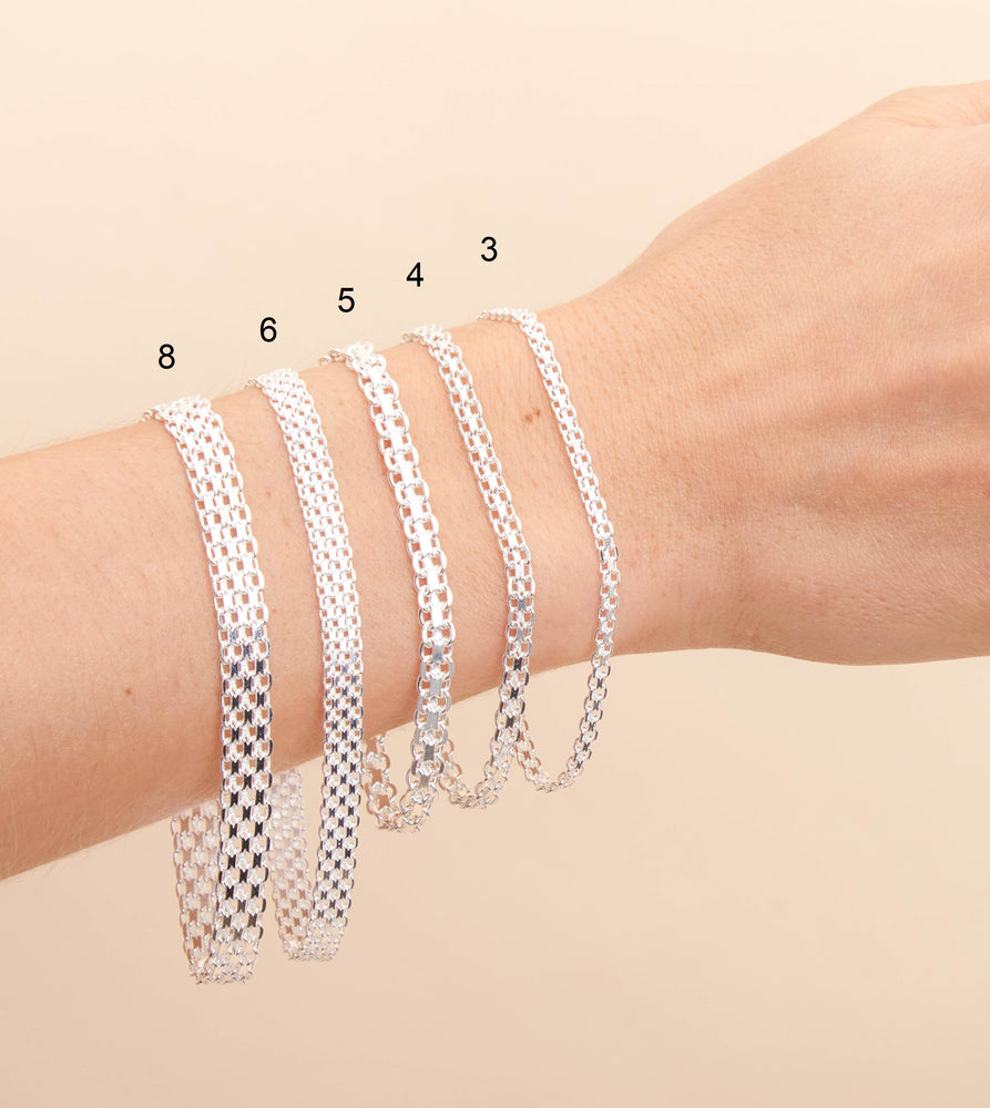 Silver Bismark Mesh Link Chain Bracelet - 14K  - Olive & Chain Fine Jewelry