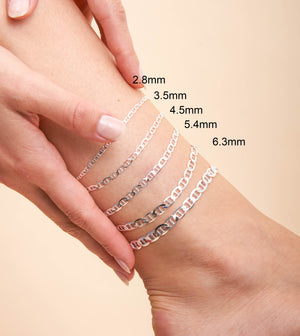 Silver Mariner Link Chain Anklet - 14K  - Olive & Chain Fine Jewelry