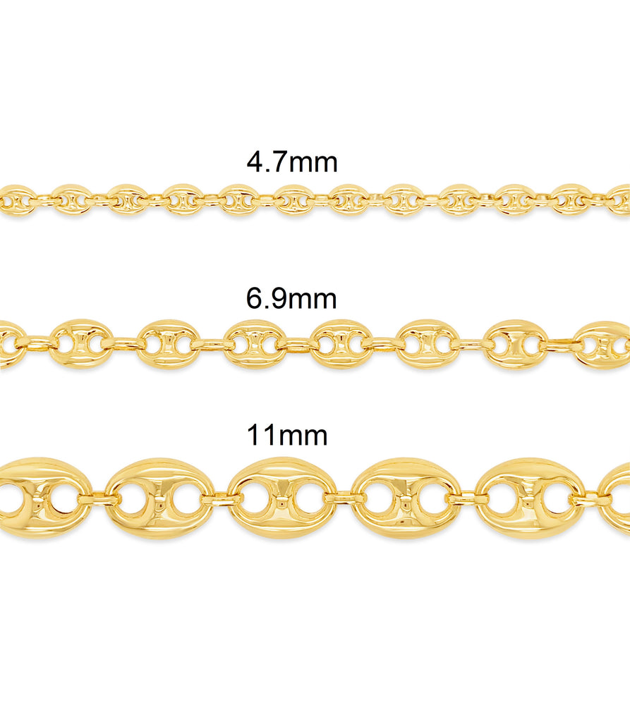 14k Gold Puffed Mariner Chain Bracelet - 14K - OLIVE & CHAIN Fine Jewelry