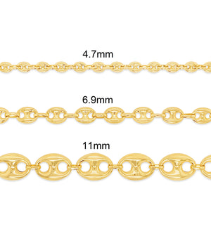 14k Gold Puffed Mariner Chain Bracelet - 14K - OLIVE & CHAIN Fine Jewelry