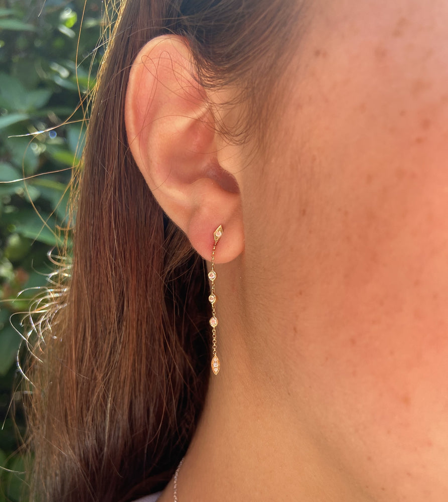 Diamond Chain Drop Earring - 14K  - Olive & Chain Fine Jewelry