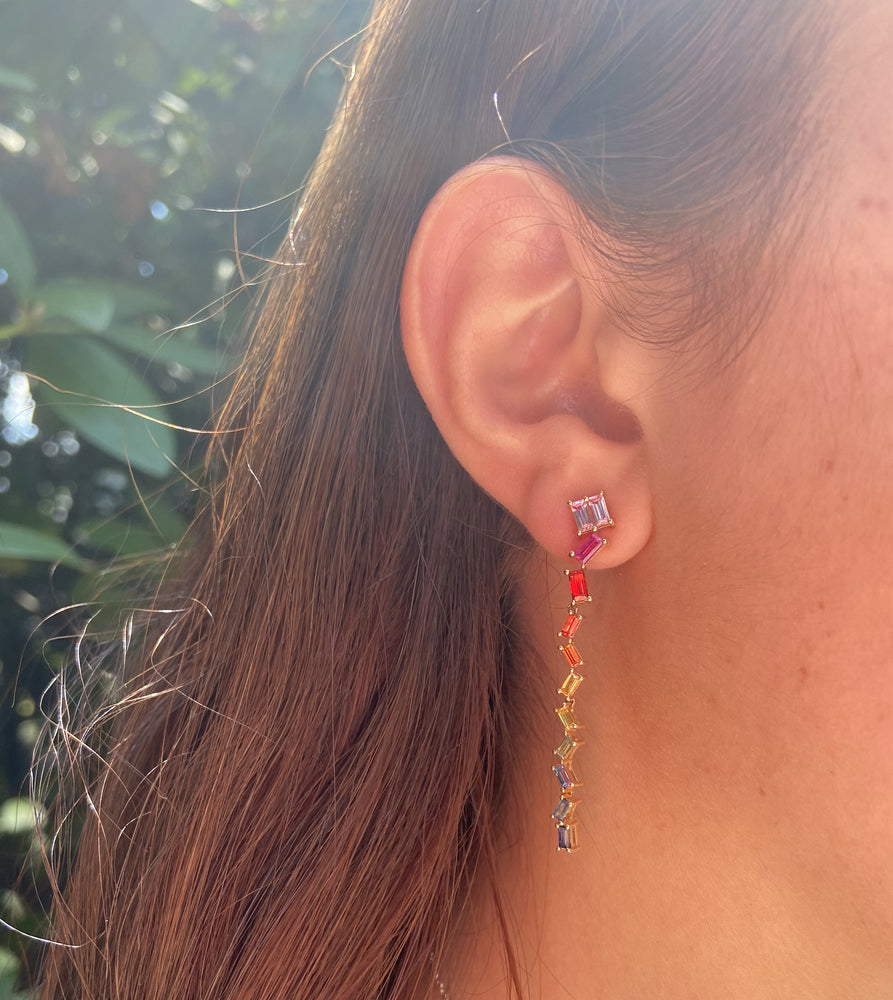 Rainbow Sapphire Drop Earring - 14K  - Olive & Chain Fine Jewelry