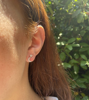 Diamond Star Moon Stud Earring - 14K  - Olive & Chain Fine Jewelry