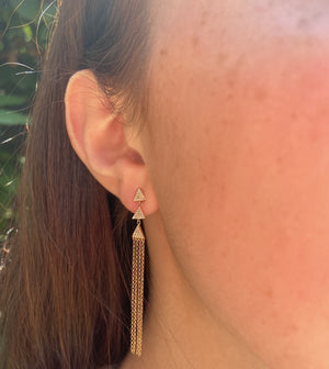 Diamond Triangle Tassel Earring - 14K - OLIVE & CHAIN Fine Jewelry