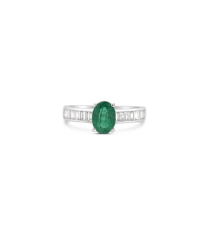 Emerald & Diamond Ring - 14K White Gold / 5 - Olive & Chain Fine Jewelry
