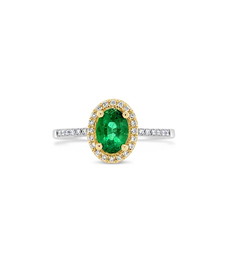 Emerald & Diamond Ring - 14K Two-Tone Gold / 5 - Olive & Chain Fine Jewelry