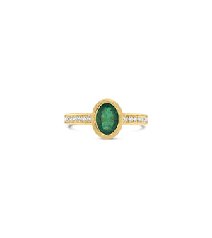 Emerald & Diamond Ring - 14K Yellow Gold / 5 - Olive & Chain Fine Jewelry