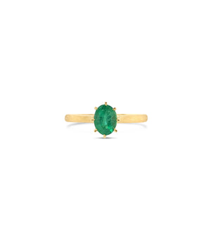 Emerald Solitaire Ring - 14K Yellow Gold / 5 - OLIVE & CHAIN Fine Jewelry