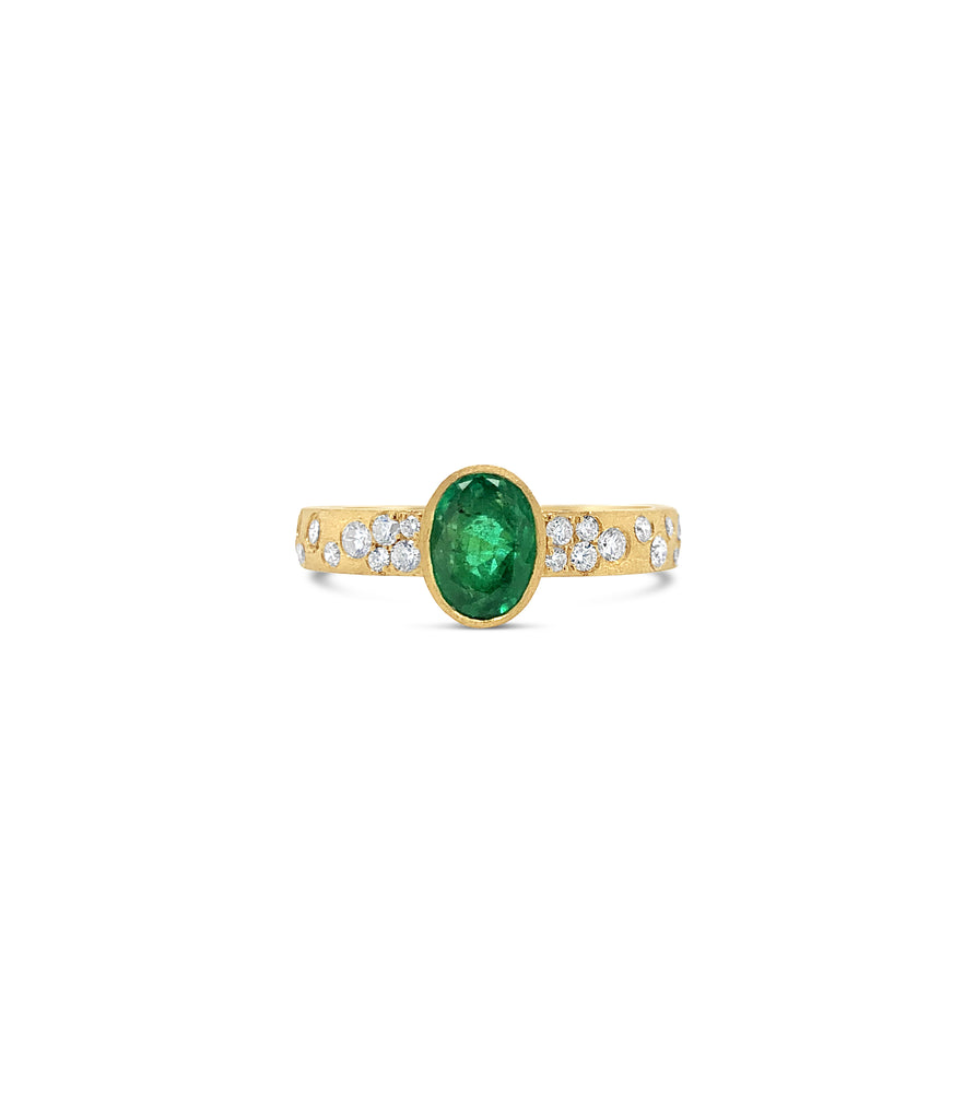 Emerald & Diamond Celestial Ring - 14K Yellow Gold / 5 - Olive & Chain Fine Jewelry