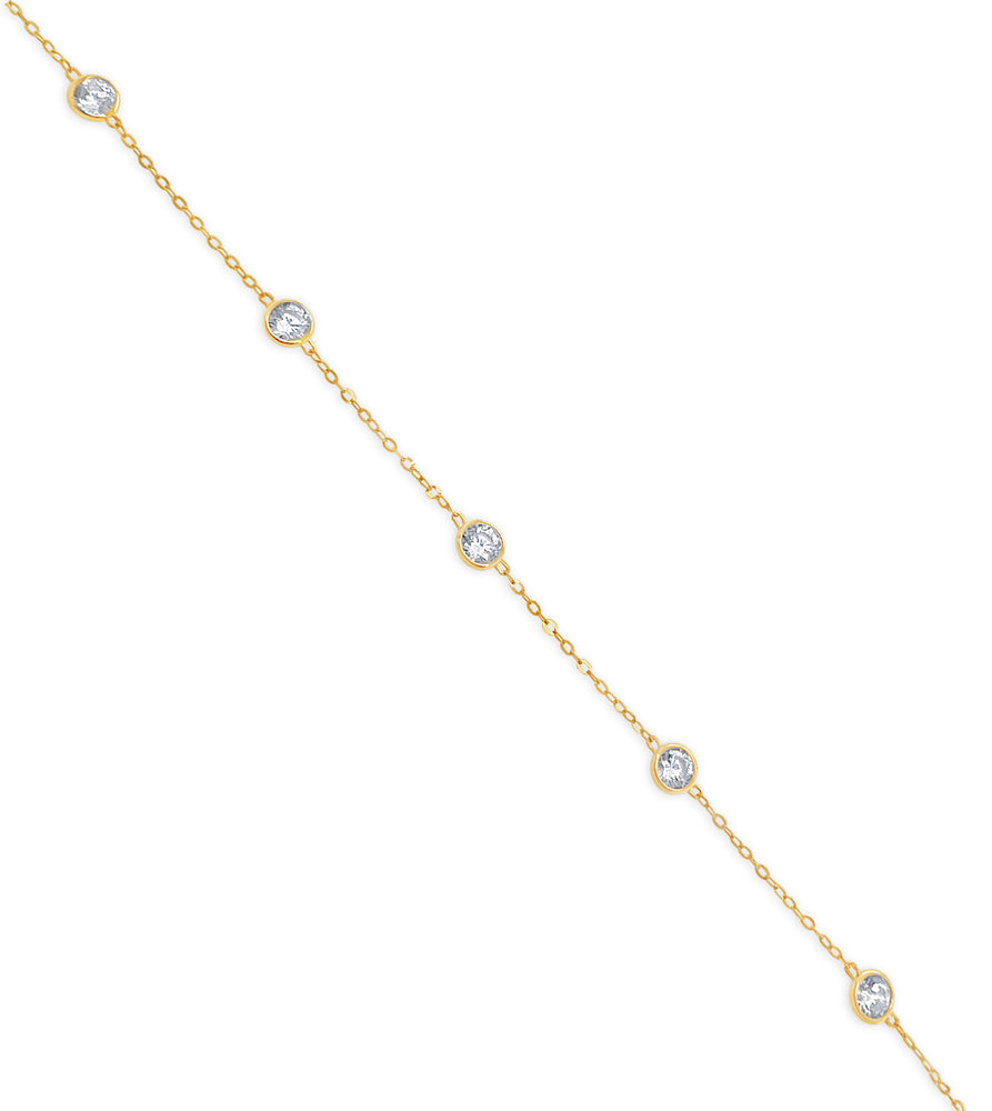 14k Gold Simulate Diamond By The Yard Chain Necklace - 14K Yellow Gold / 16 inch - Olive & Chain Fine Jewelry
