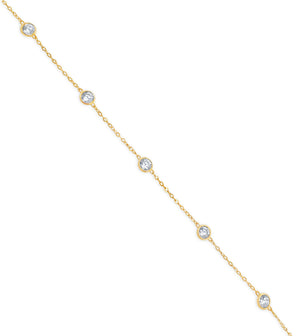 14k Gold Simulate Diamond By The Yard Chain Necklace - 14K Yellow Gold / 16 inch - Olive & Chain Fine Jewelry