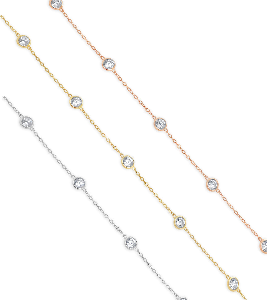 14k Gold Simulate Diamond By The Yard Chain Necklace - 14K  - Olive & Chain Fine Jewelry