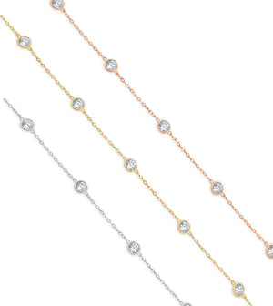 14k Gold Simulate Diamond By The Yard Chain Necklace - 14K  - Olive & Chain Fine Jewelry