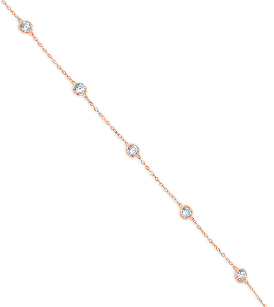 14k Gold Simulate Diamond By The Yard Chain Necklace - 14K Rose Gold / 16 inch - Olive & Chain Fine Jewelry