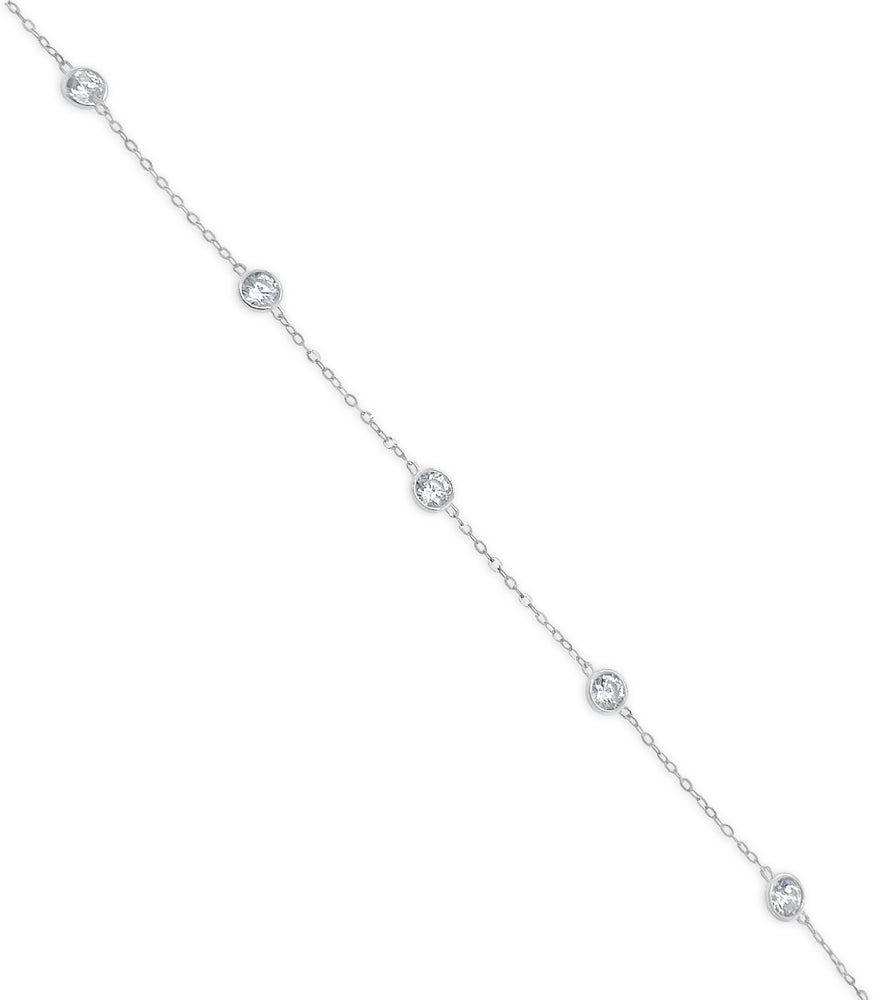 14k Gold Simulate Diamond By The Yard Chain Necklace - 14K White Gold / 16 inch - Olive & Chain Fine Jewelry